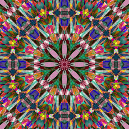 Abstract colorful hexagon square geometric seamless pattern symmetric kaleidoscope fashion, designの写真素材