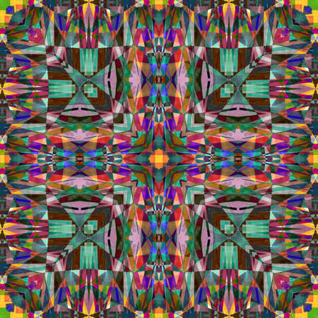 Abstract colorful hexagon square geometric seamless pattern symmetric kaleidoscope fashion, designの写真素材