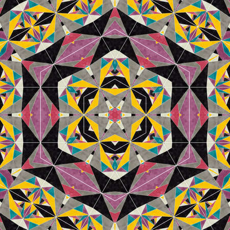 Abstract colorful hexagon square geometric seamless pattern symmetric kaleidoscope fashion, design