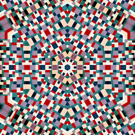 Abstract colorful hexagon square geometric seamless pattern symmetric kaleidoscope fashion, design