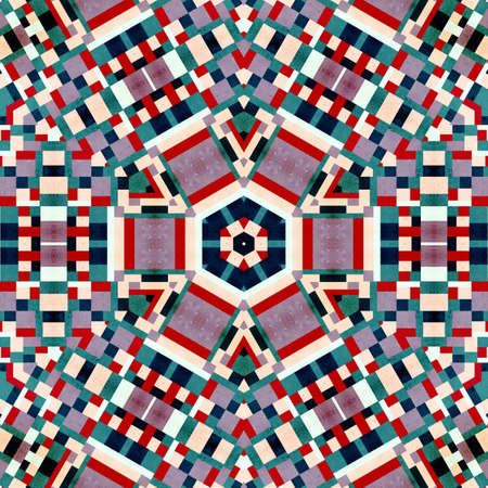 Abstract colorful hexagon square geometric seamless pattern symmetric kaleidoscope fashion, design