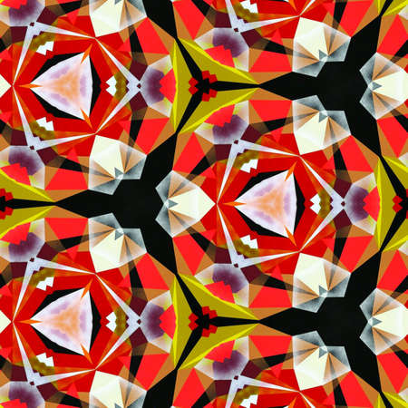 Abstract colorful hexagon square geometric seamless pattern symmetric kaleidoscope fashion, designの写真素材