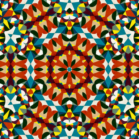 Abstract colorful hexagon square geometric seamless pattern symmetric kaleidoscope fashion, designの写真素材