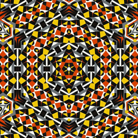 Abstract colorful hexagon square geometric seamless pattern symmetric kaleidoscope fashion, designの写真素材
