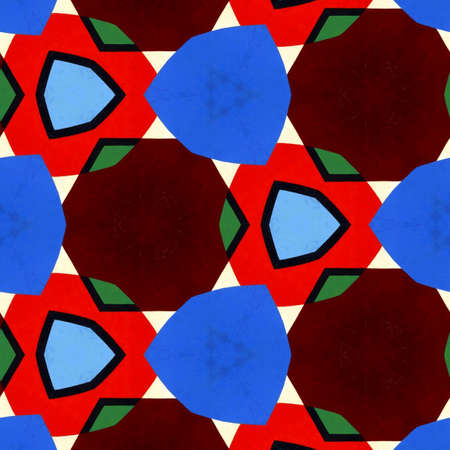 Abstract colorful hexagon square geometric seamless pattern symmetric kaleidoscope fashion, design