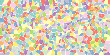 Stained glass colorful voronoi with fillet, vector abstract. Irregular cells background pattern. 2D Geometric shapes grid. Aspect Ratio 2:1のイラスト素材