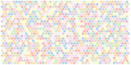 Hexagon grid background texture pattern colorful . Honeycomb vector background. Isometric geometry. Aspect Ratio 2:1のイラスト素材