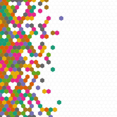 Grainy pattern composed of hexagons colorful. Honeycomb background. Isometric geometry abstraction. Aspect Ratio 1:1のイラスト素材