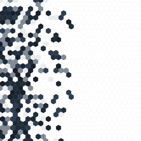 Grainy pattern composed of hexagons colorful. Honeycomb background. Isometric geometry abstraction. Aspect Ratio 1:1のイラスト素材