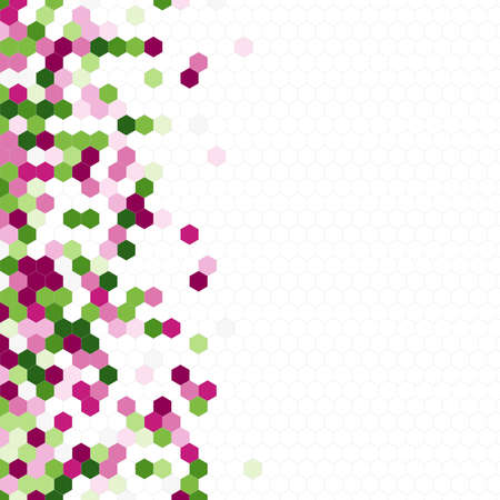 Grainy pattern composed of hexagons colorful. Honeycomb background. Isometric geometry abstraction. Aspect Ratio 1:1のイラスト素材