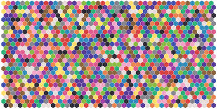 Hexagon grid background texture pattern colorful . Honeycomb vector background. Isometric geometry. Aspect Ratio 2:1のイラスト素材
