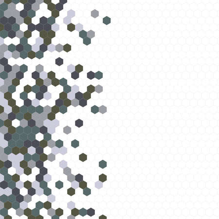 Grainy pattern composed of hexagons colorful. Honeycomb background. Isometric geometry abstraction. Aspect Ratio 1:1のイラスト素材