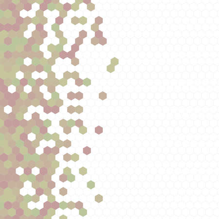 Grainy pattern composed of hexagons colorful. Honeycomb background. Isometric geometry abstraction....