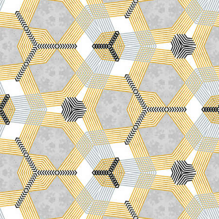 Abstract colorful hexagon square geometric seamless pattern symmetric kaleidoscope fashion, design