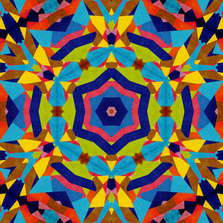 Abstract colorful hexagon square geometric seamless pattern symmetric kaleidoscope fashion, design