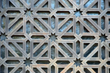 Monumental door detail in the historic of Cordoba Spain