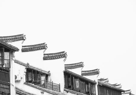 Ancient town of Nanxun- close up to roof viewのeditorial素材