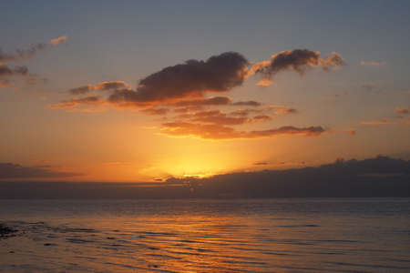 Sunrise over Florida Bay off East Cape Sable in Everglades National Park, Florida.の写真素材