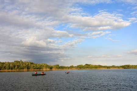 Canoe and kayaks in Nine Mile Pond, Everglades National Park, Florida.の写真素材