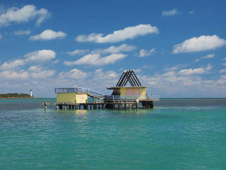 Stiltsville, Biscayne National Park, Florida 03-01-2019 The A-Frame House, one of seven remaining stilt houses above the grass flats of the park.のeditorial素材