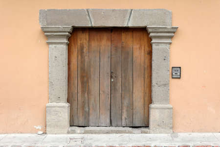Antigua, Guatemala 03-01-2008 Antique wood doors and hardware in the colonial style of this small city in southern Guatemala.のeditorial素材