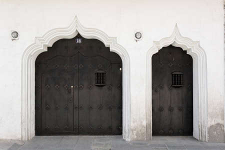 Antigua, Guatemala 03-01-2008 Antique wood doors and hardware in the colonial style of this small city in southern Guatemala.のeditorial素材