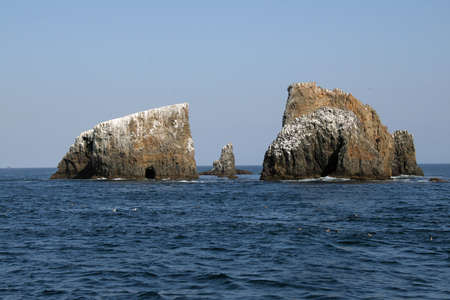 Rock formations off East Anacapa Island in Channel Islands National Park, California on sunny summer...