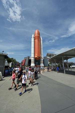 Kennedy Space Center, Merritt island, Florida - May 30, 2020 - Shuttle Atlantis display and museum on morning of NASA SpaceX launch.のeditorial素材