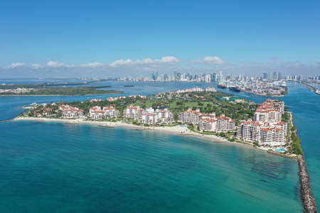 Aerial view of Fisher Island and Government Cutの写真素材