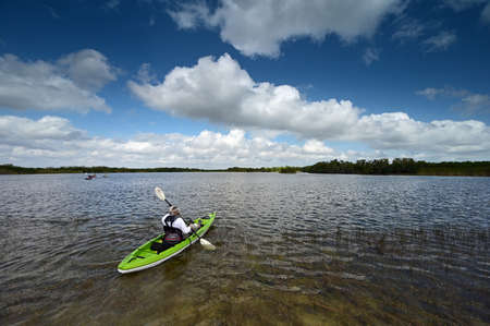 Active senior kayaking on Nine Mile Pond in Everglades National Park, Florida.,のeditorial素材
