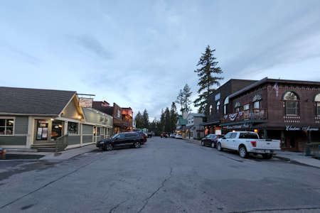 Bigfork, Montana - 6-21-2022 - Street scene in downtown area in late afternoon.のeditorial素材