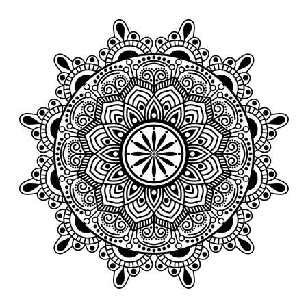 Black Mandala for Design | Mandala Circular pattern design for Henna, Mehndi, tattoo, decoration.
Decorative ornament in ethnic oriental style. Coloring book page.のイラスト素材