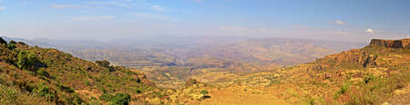 Panoramic view from the Ethiopian plateau overlooking the Abbai Desert and the Blue Nile valley  5 single photos stitched   Abbai is the transliteration of  Blue Nile  from Amaric の写真素材