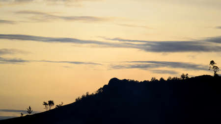 Sri Lankan hill country landscape at duskの写真素材