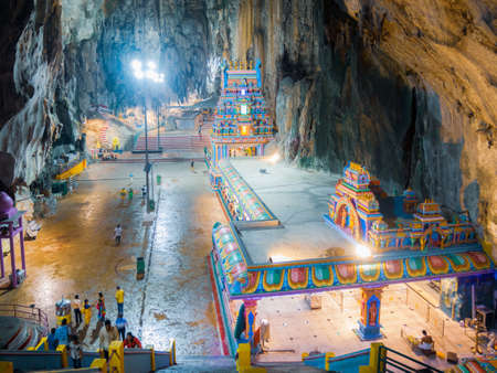 Batu Caves Kuala Lumpur Malaysia, scenic interior limestone cavern decorated with temples and Hindu shrines, travel destination in South East Asia trip.の写真素材