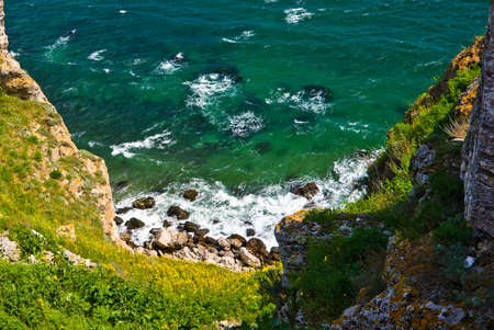Looking down the Thracian cliffs from Cape Kaliakra, Bulgariaの写真素材
