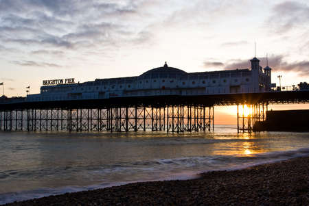 Sunset in Brighton, Susses, UK. Brighton Pier.の写真素材