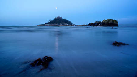 St. Michael's Mount at dusk in Cornwall, England.の写真素材