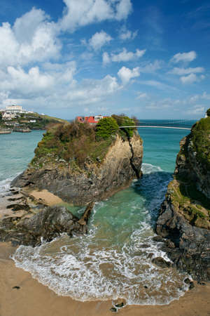 House on the cliff in Newquay, Cornwall.の写真素材