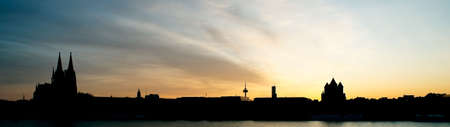 Cologne sunset panorama. Back lit.の写真素材