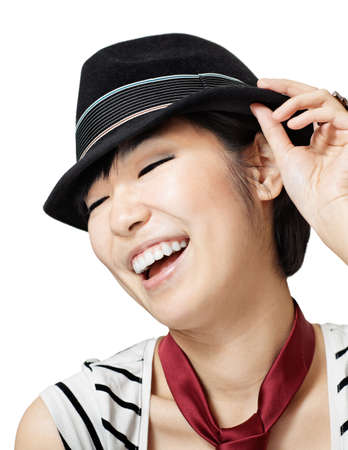 Beautiful asian woman isolated on white の写真素材