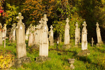 Old gravestones at Autumn sunshine