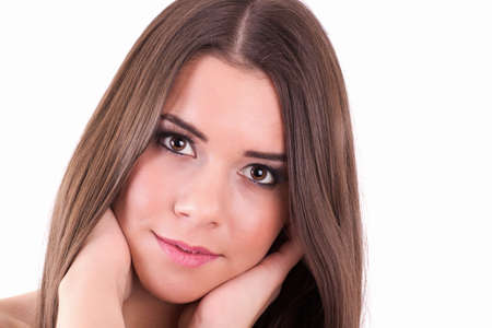 Close up portrait of a young girlの写真素材