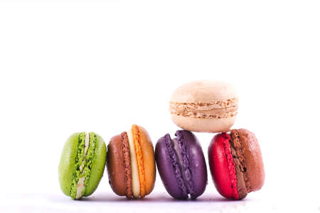 Macarons in lineの写真素材