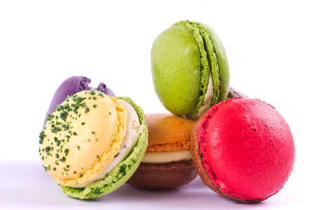 Tasty macarons in pileの写真素材