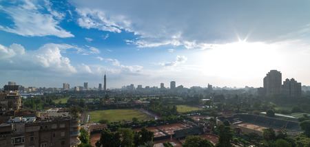The island of Zamalek, in Cairo's city center on a cloudy afternoonの写真素材