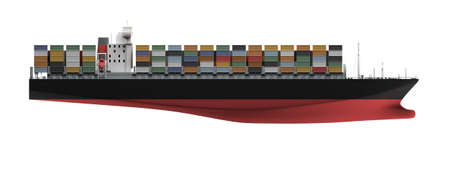 isolated container ship over white