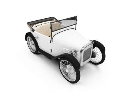 isolated white Old fashioned retro car over whiteの写真素材