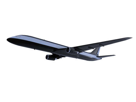 isolated black airplane over white background