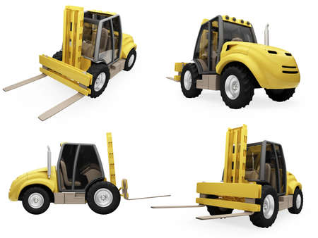 Isolated collection of fork truck
